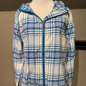 Blue plaid Columbia jacket